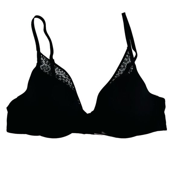 Victoria’s Secret black lace trim smooth demi bra size 34B - Picture 1 of 4
